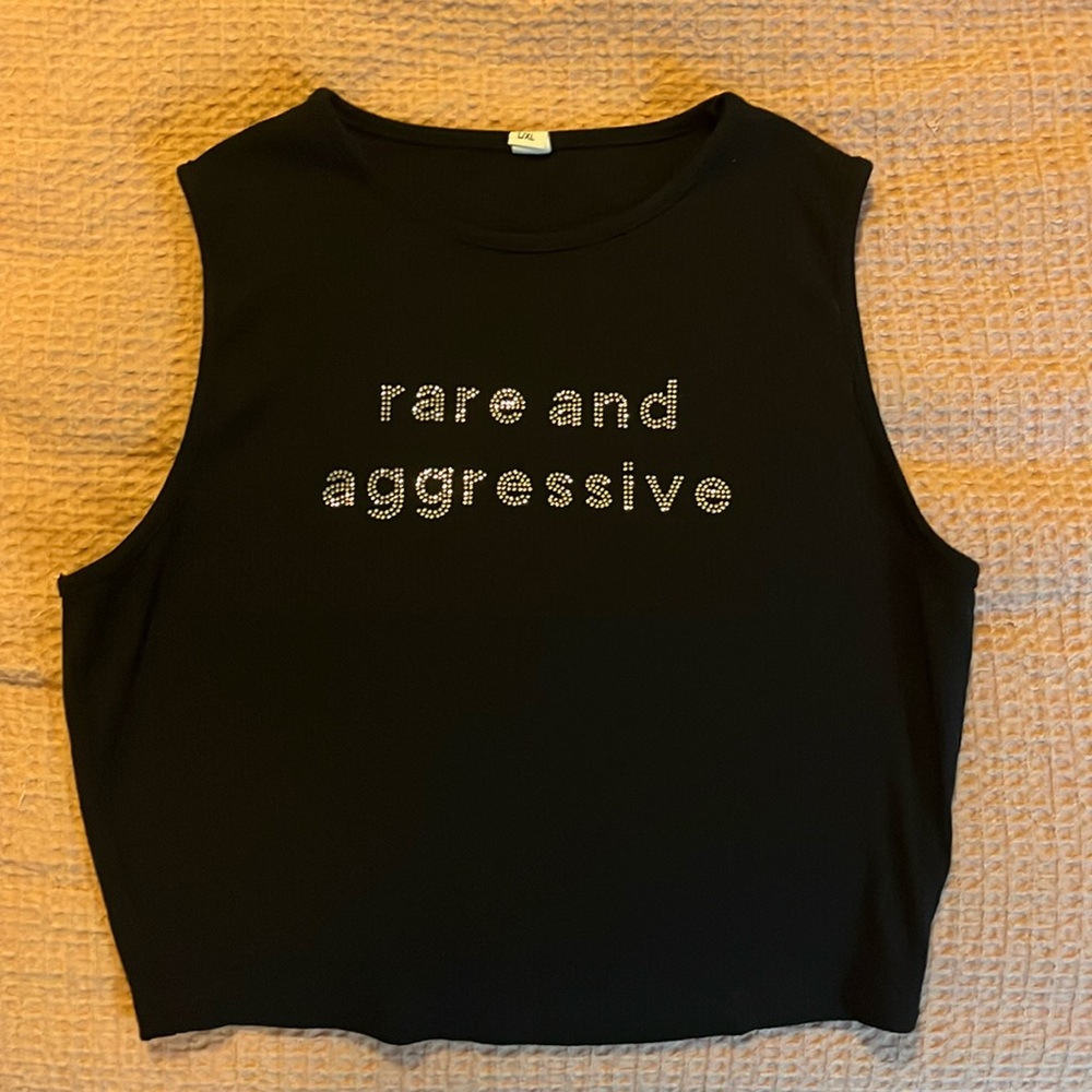 Fashion Brand Company L/XL “rare and aggressive” bedazzled tencel rib tank